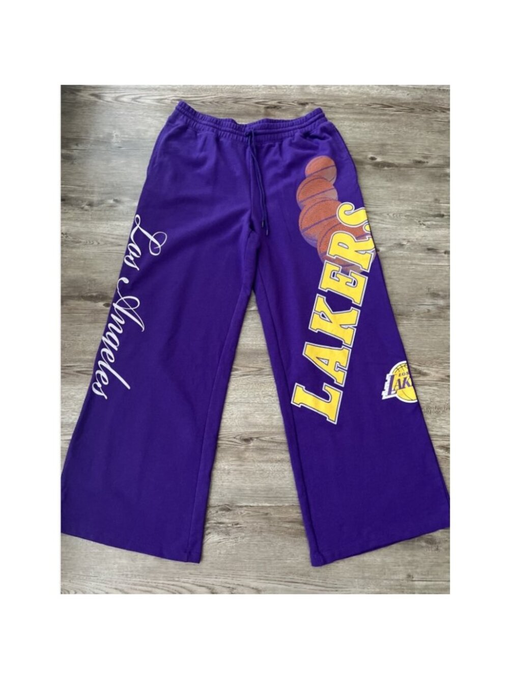 Los‎ Angeles Lakers Wide Leg Sweatpants Womens XL Purple Fleece Full Length NBA